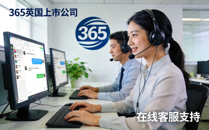 365英国上市公司客服团队正在通过电脑和耳机为用户提供专业在线支持